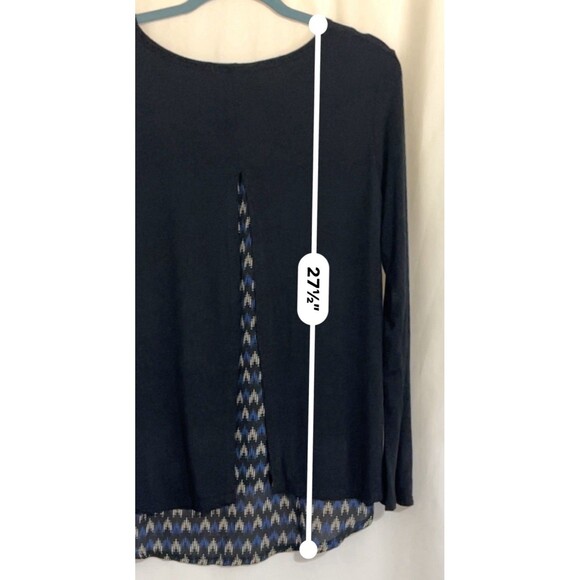 Carol Rose Shirt Long Sleeve Split Back High Low Black Blue Women’s Size L - Picture 7 of 8